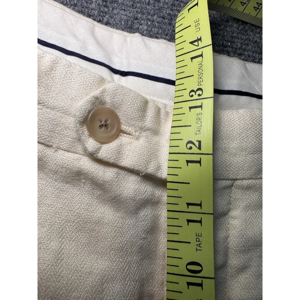 VTG Polo University Ralph Lauren Linen Trousers 42x30(37x29) Cream Herringbone